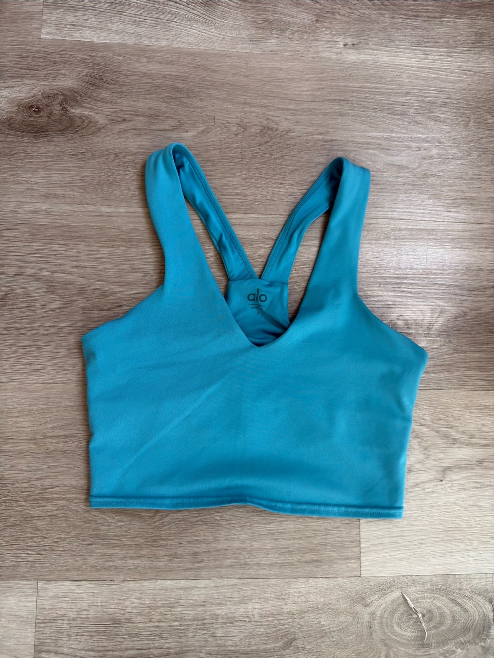 Alo Yoga Real Bra Tank Aqua Size S Racerback Activewear Top - Picture 2 of 7
